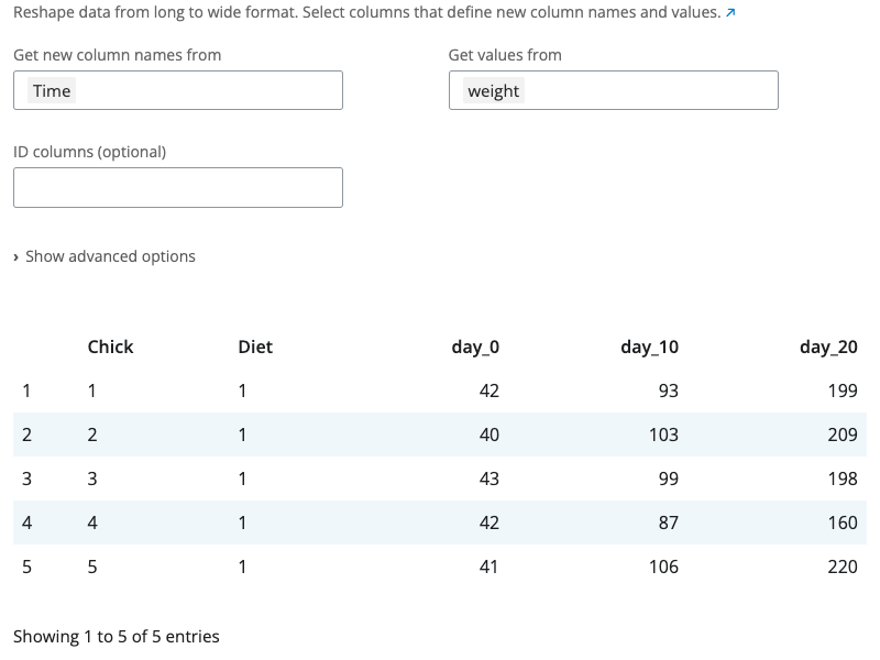 Pivot wider block interface