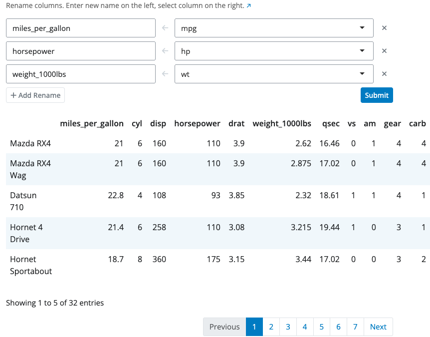 Rename block interface